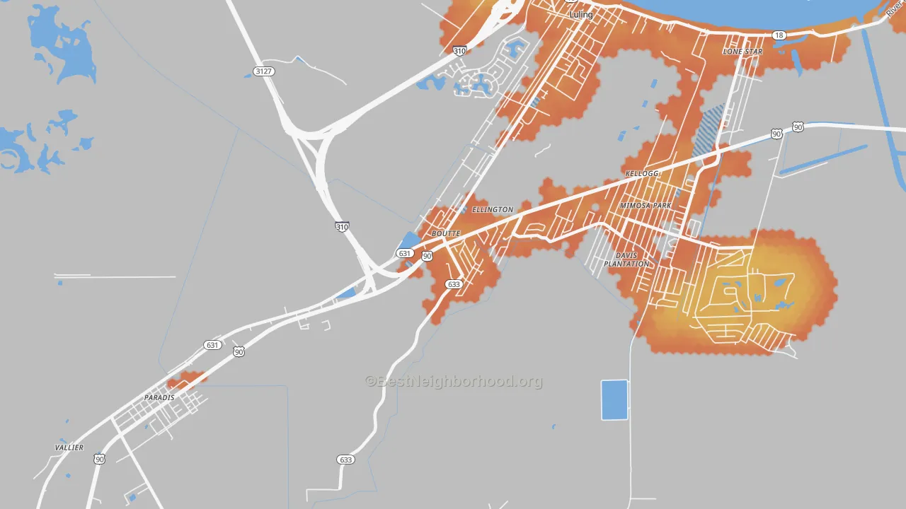 Bike Grade map of Boutte, LA