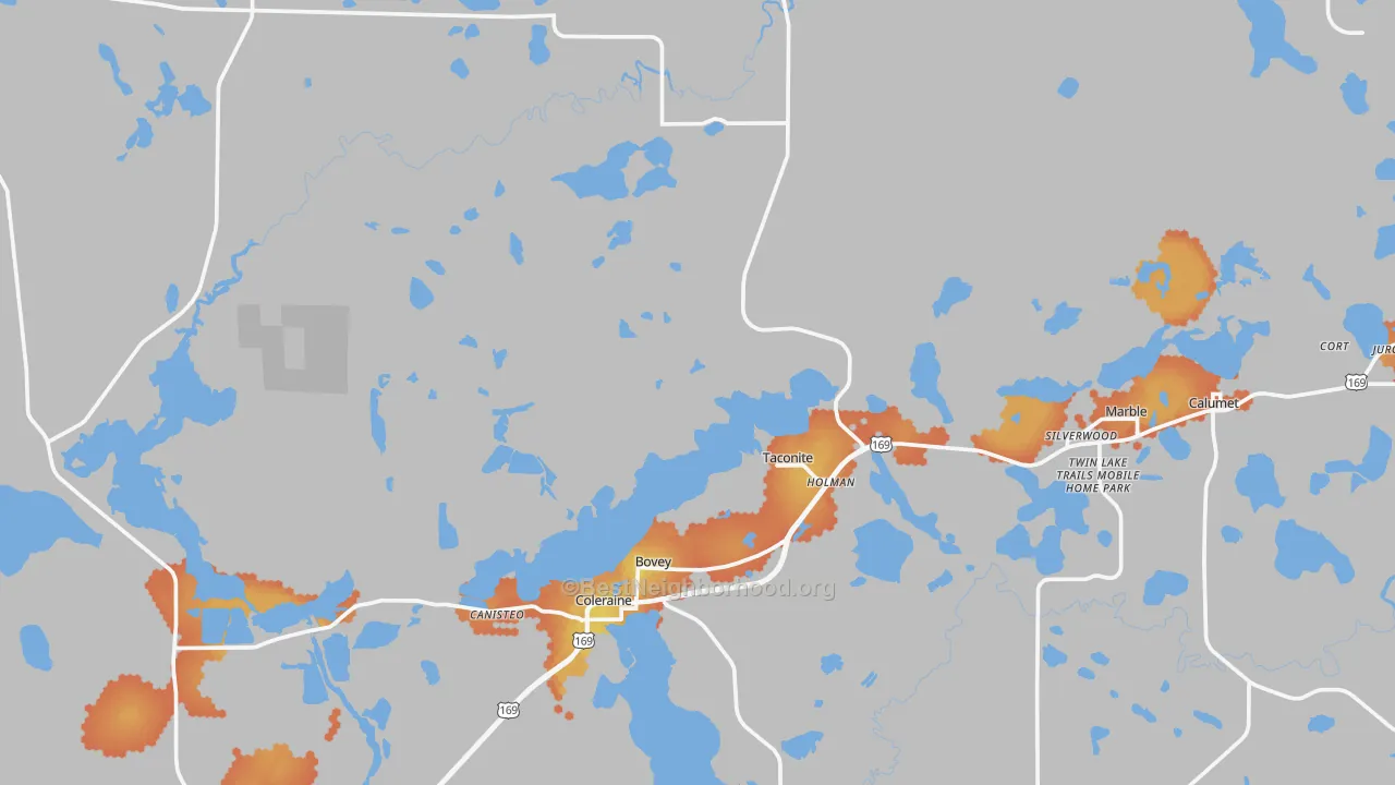 Bike Grade map of Bovey, MN