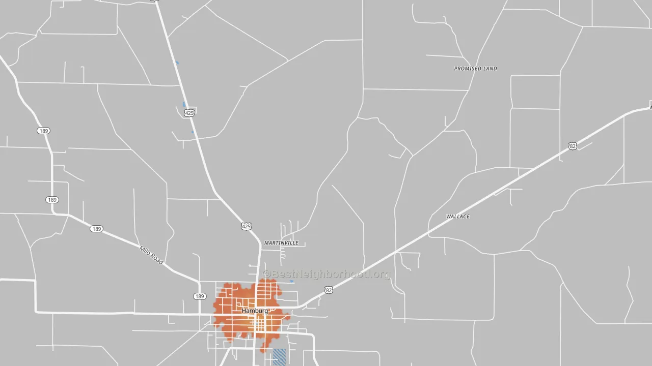 Bike Grade map of Bovine, AR