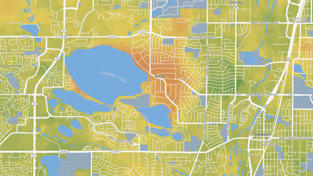 Bike Grade map of Bow Mar, CO