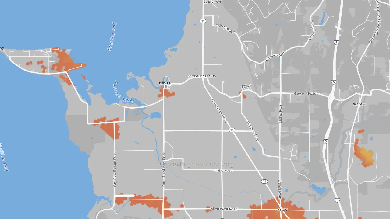 Bike Grade map of Bow, WA