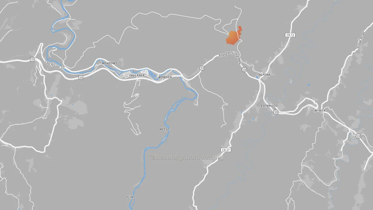 Bike Grade map of Bowden, WV