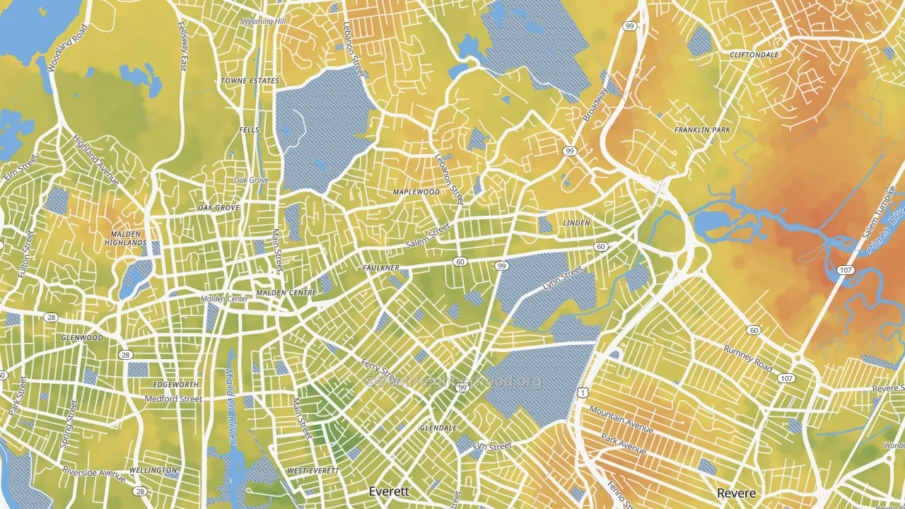 Bike Grade map of Bowdoin Apartments, Malden, MA