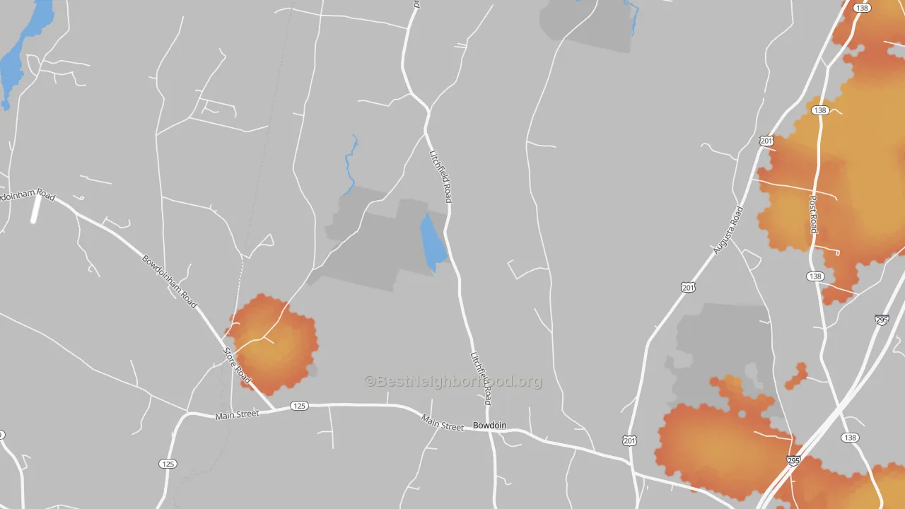 Bike Grade map of Bowdoin, ME