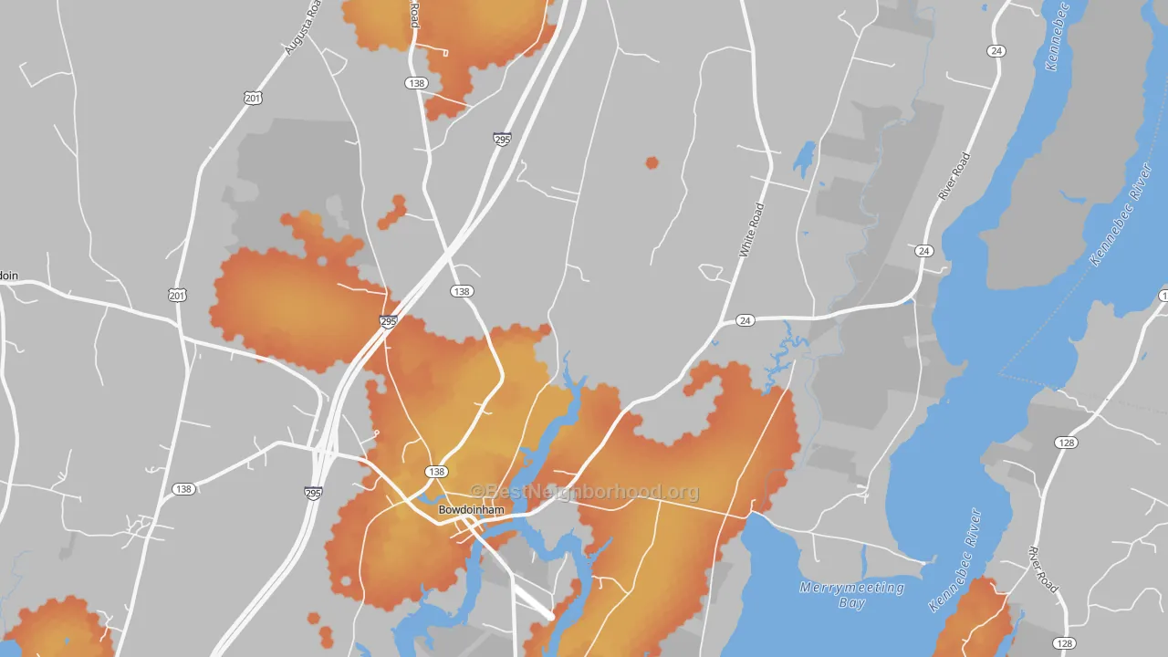 Bike Grade map of Bowdoinham, ME
