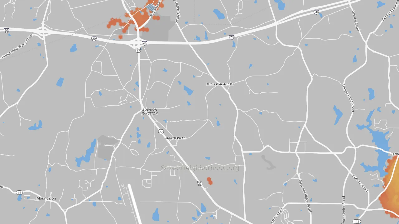 Bike Grade map of Bowdon Junction, GA