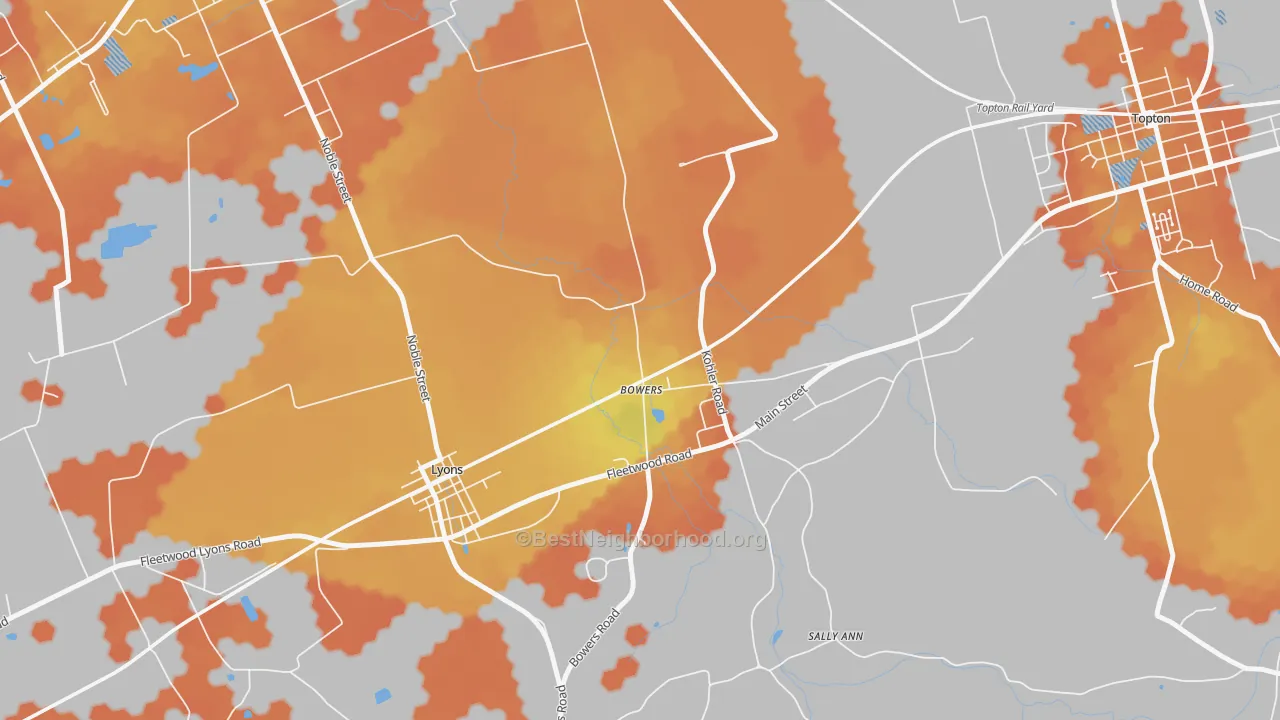Bike Grade map of Bowers, PA