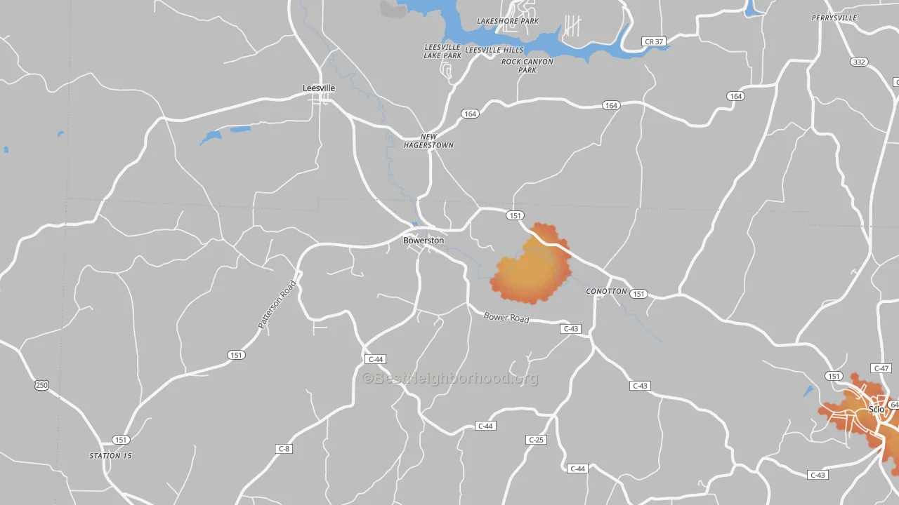 Bike Grade map of Bowerston, OH