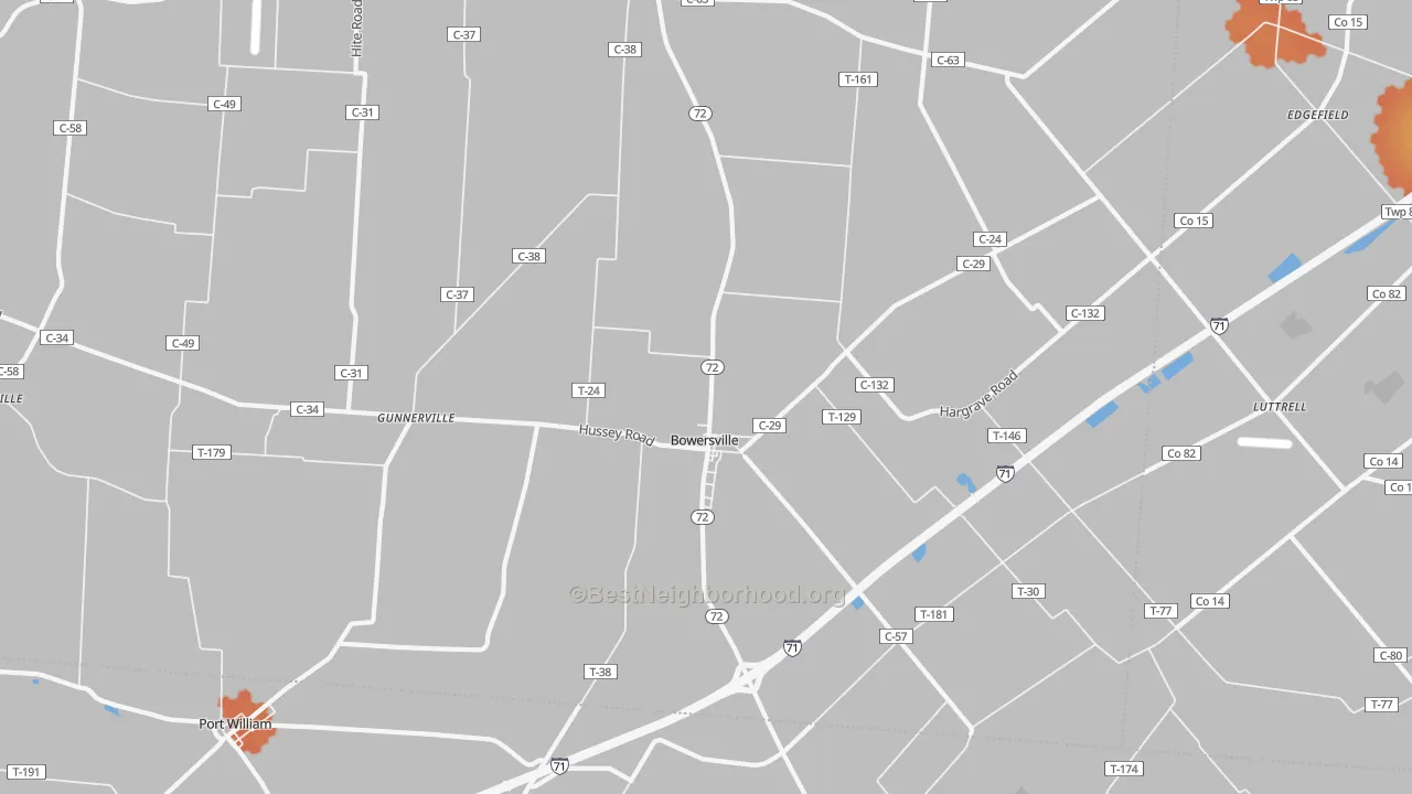Bike Grade map of Bowersville, OH