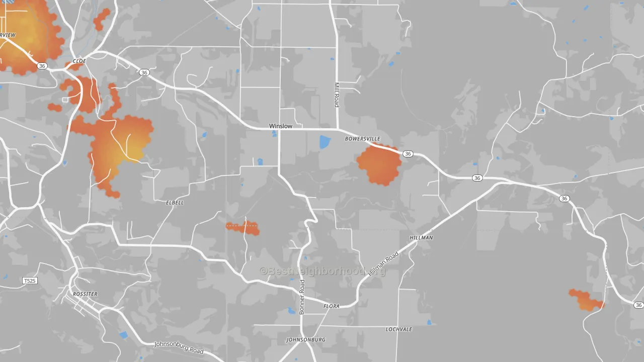 Bike Grade map of Bowersville, PA
