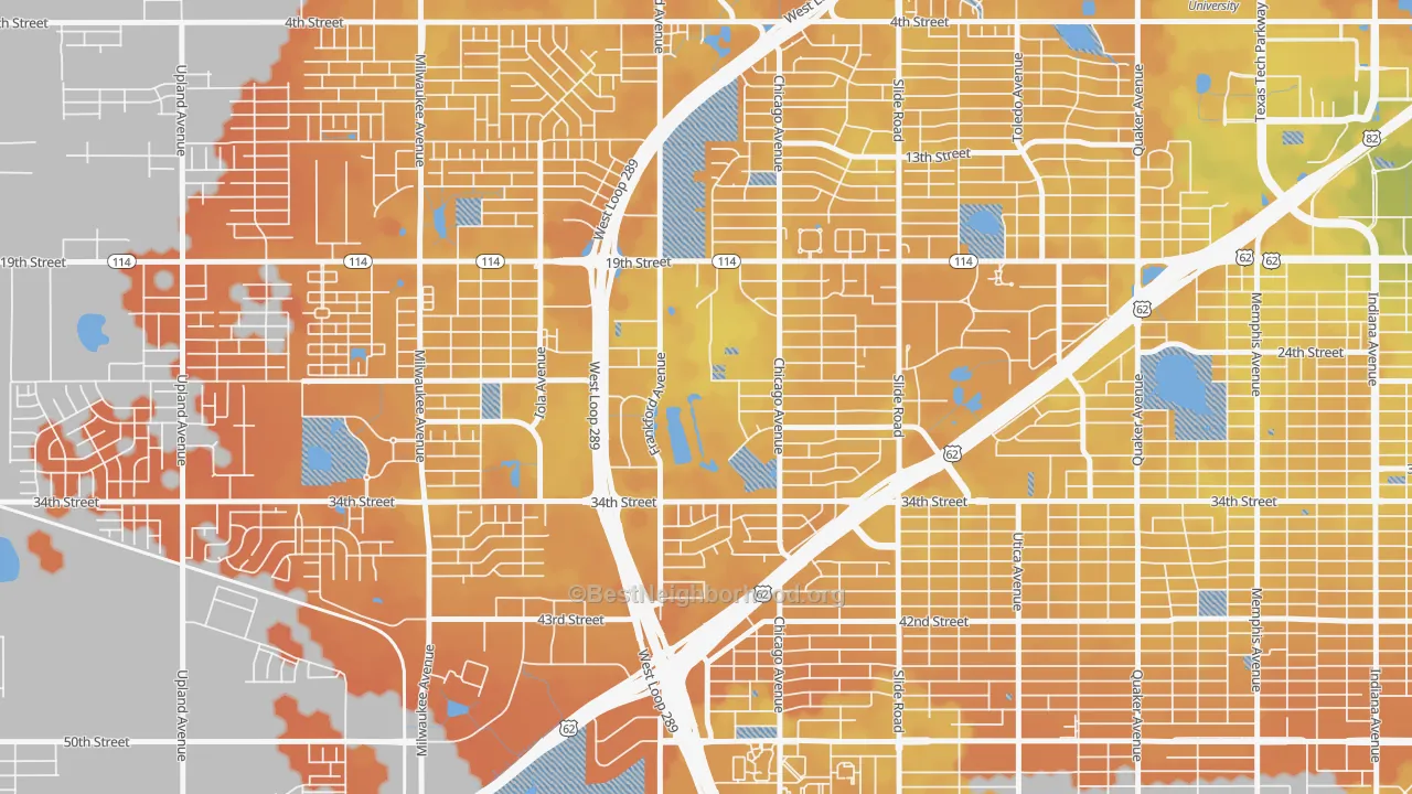 Bike Grade map of Bowie, Lubbock, TX