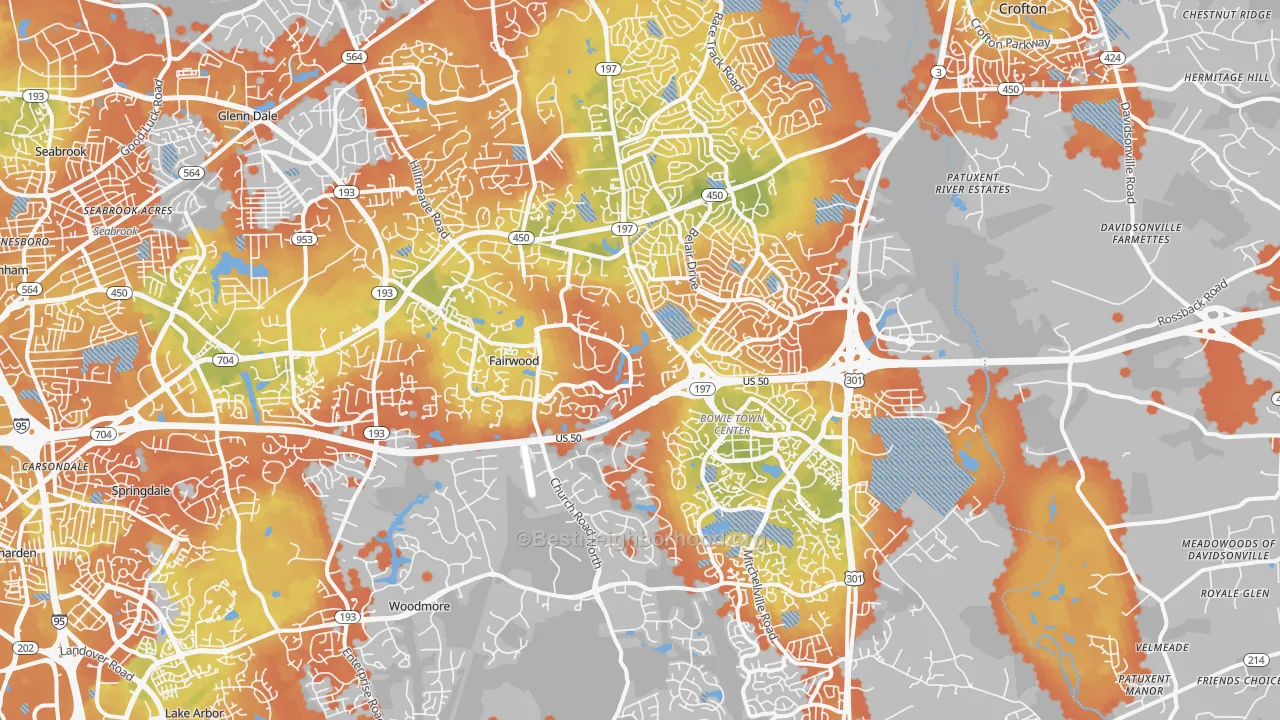 Bike Grade map of Bowie, MD