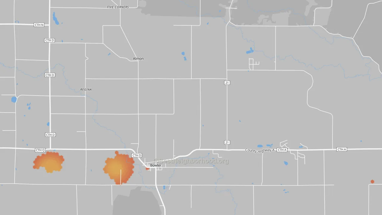 Bike Grade map of Bowler, WI