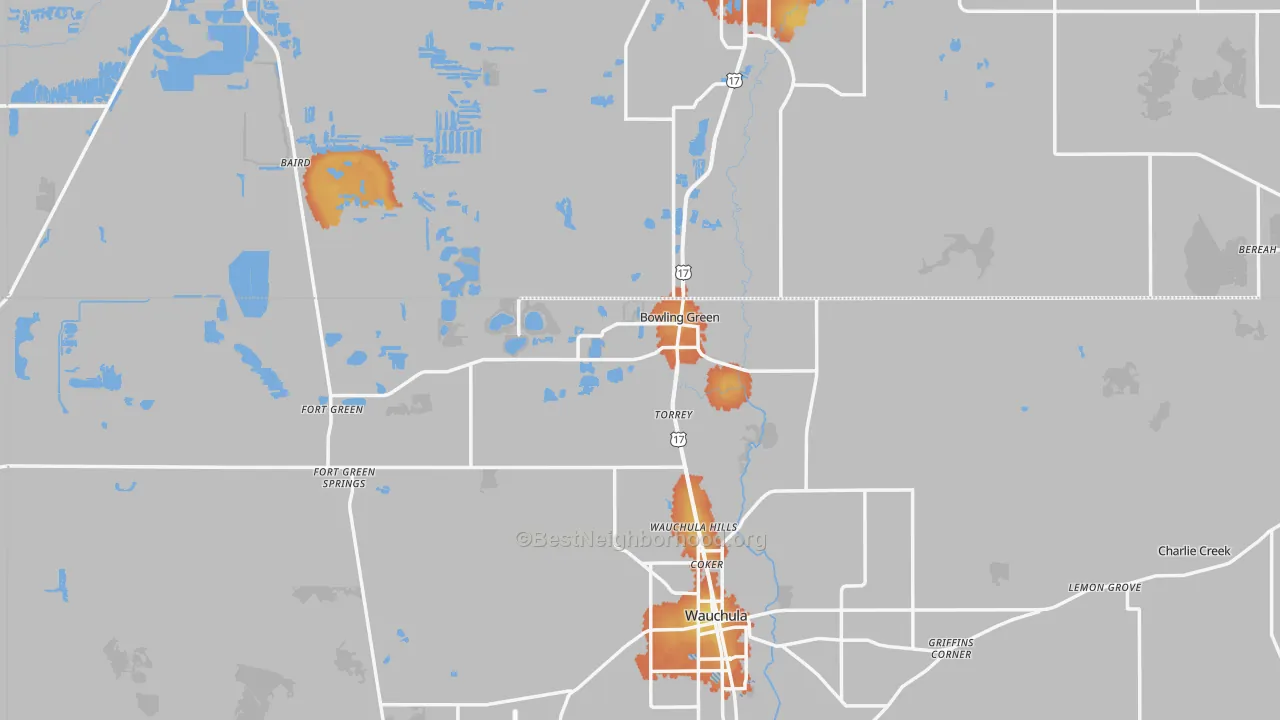 Bike Grade map of Bowling Green, FL