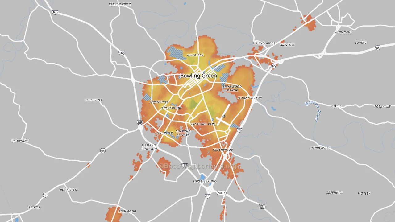 Bike Grade map of Bowling Green, KY