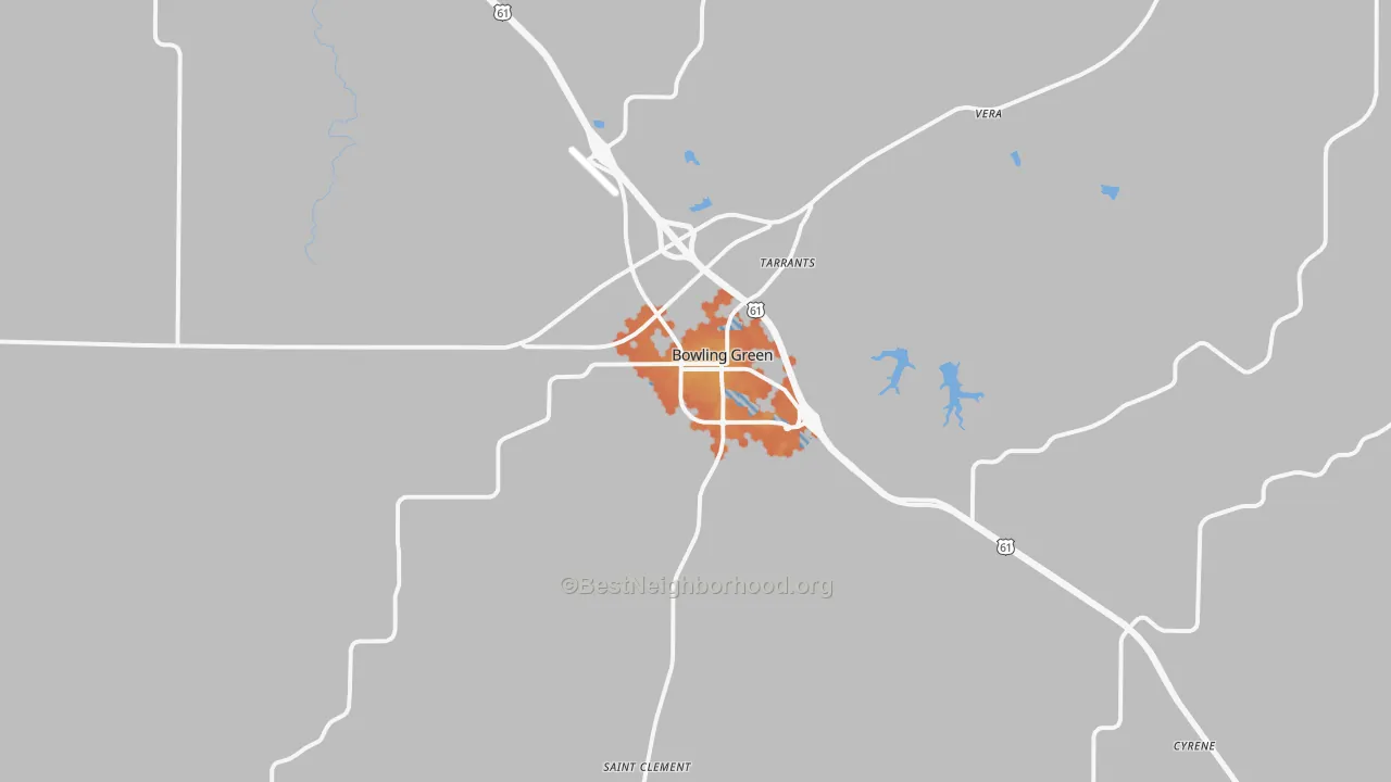 Bike Grade map of Bowling Green, MO
