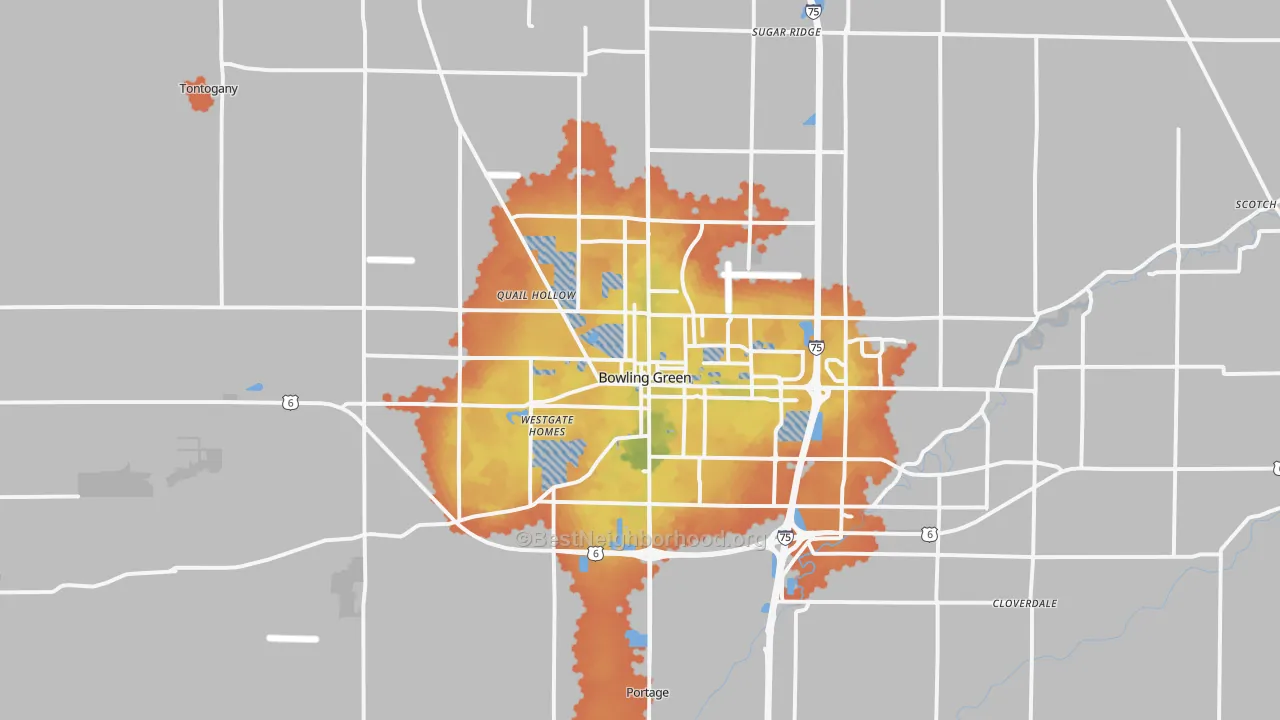 Bike Grade map of Bowling Green, OH