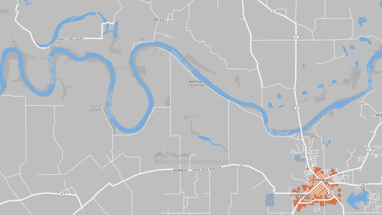 Bike Grade map of Bowman, IN