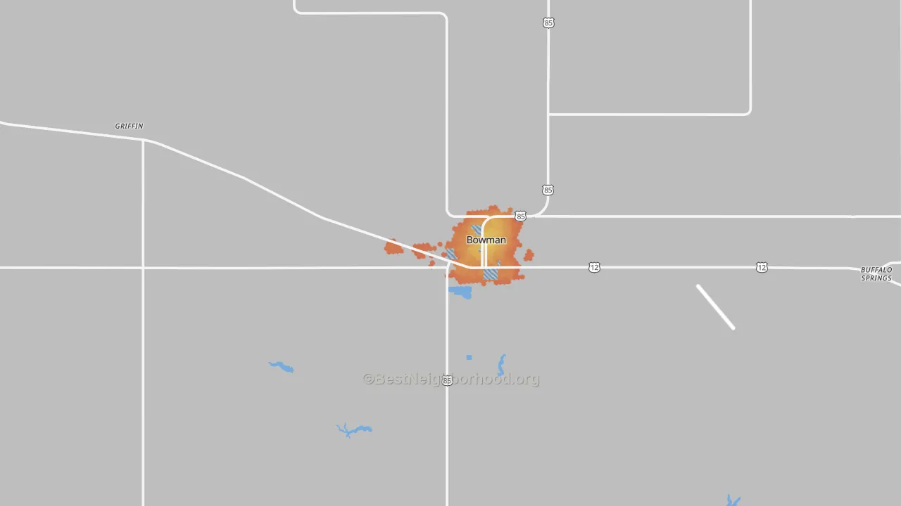 Bike Grade map of Bowman, ND