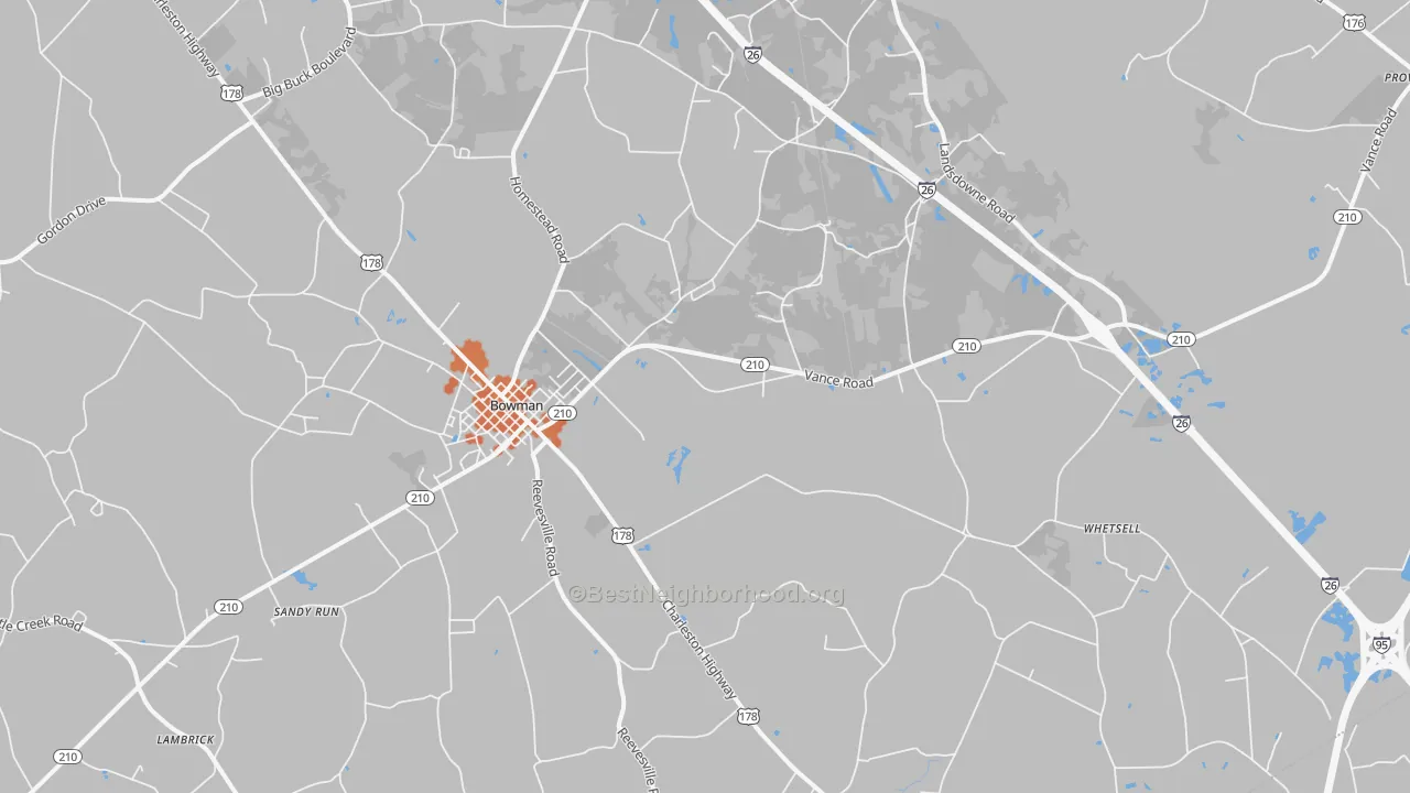 Bike Grade map of Bowman, SC
