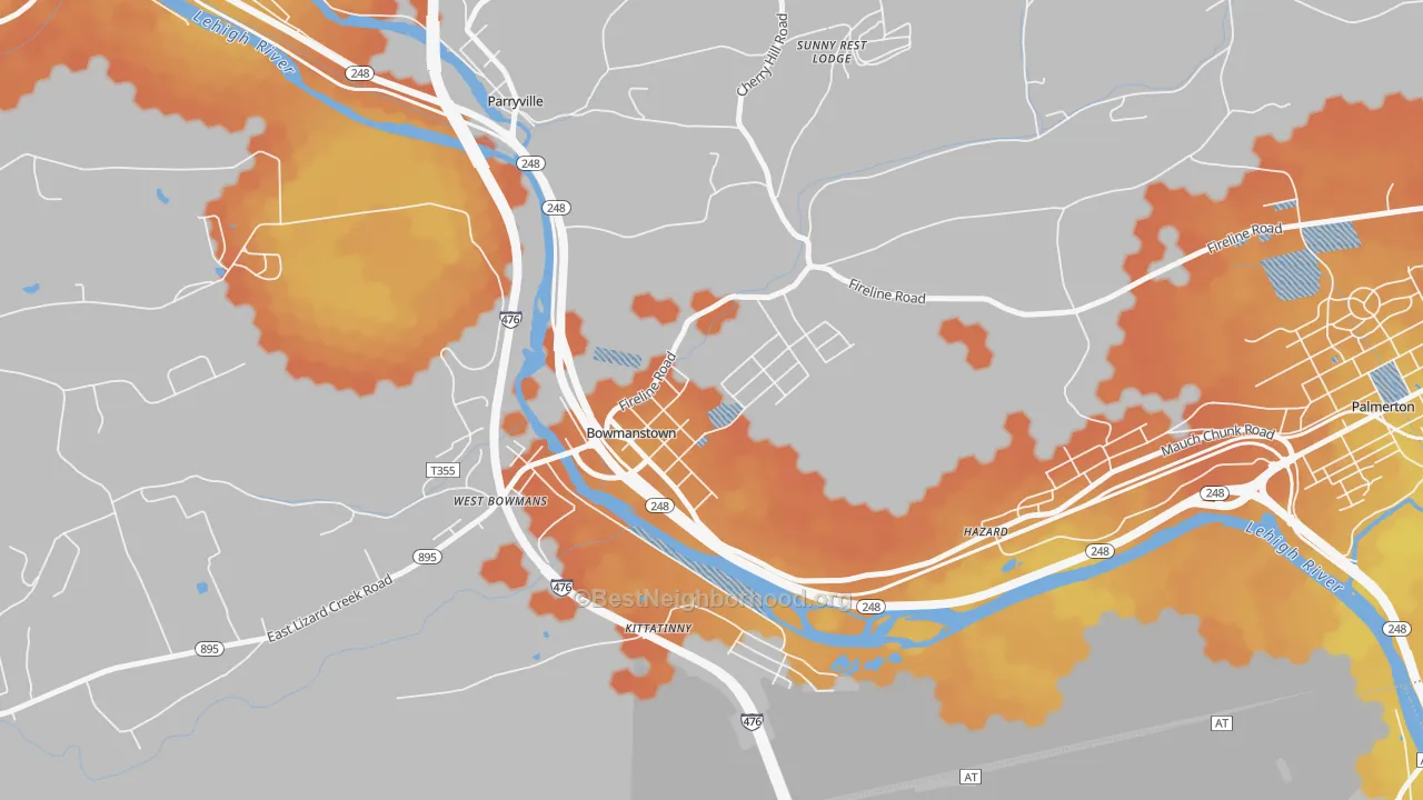 Bike Grade map of Bowmanstown, PA