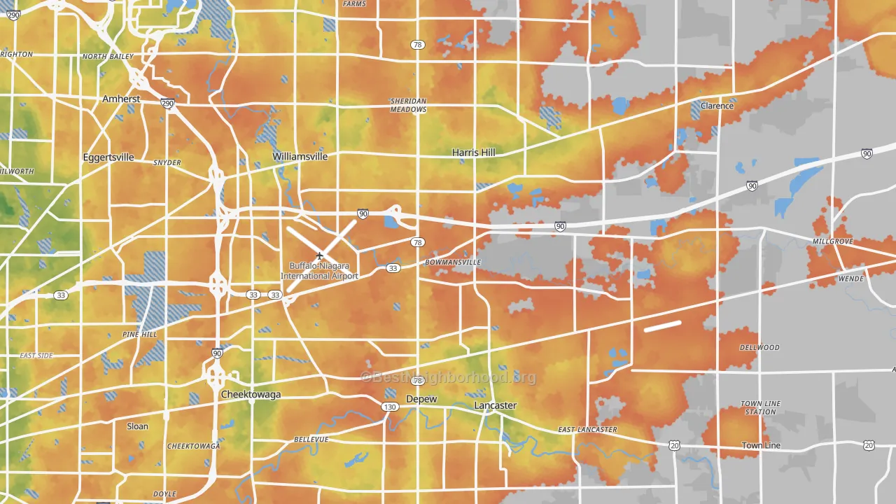 Bike Grade map of Bowmansville, NY