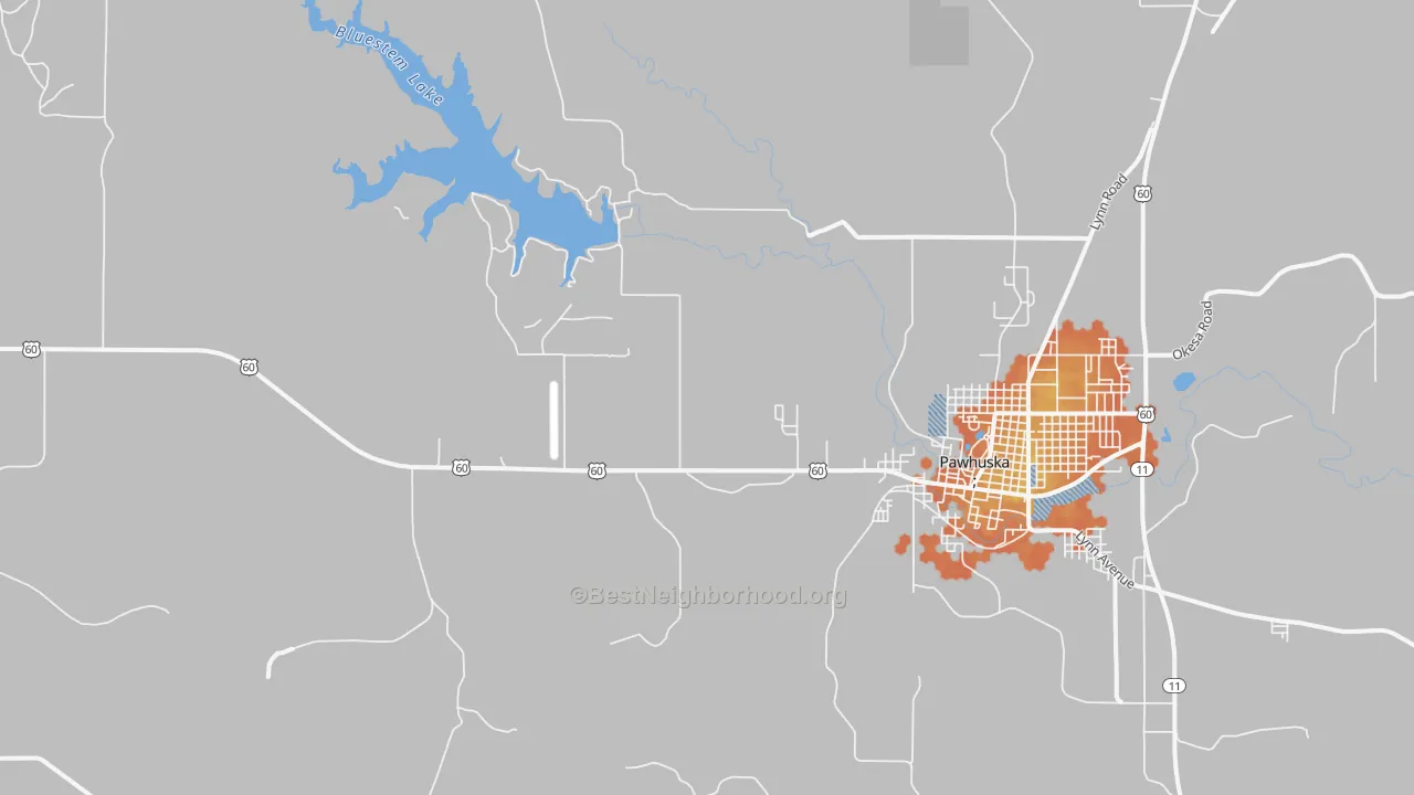 Bike Grade map of Bowring, OK