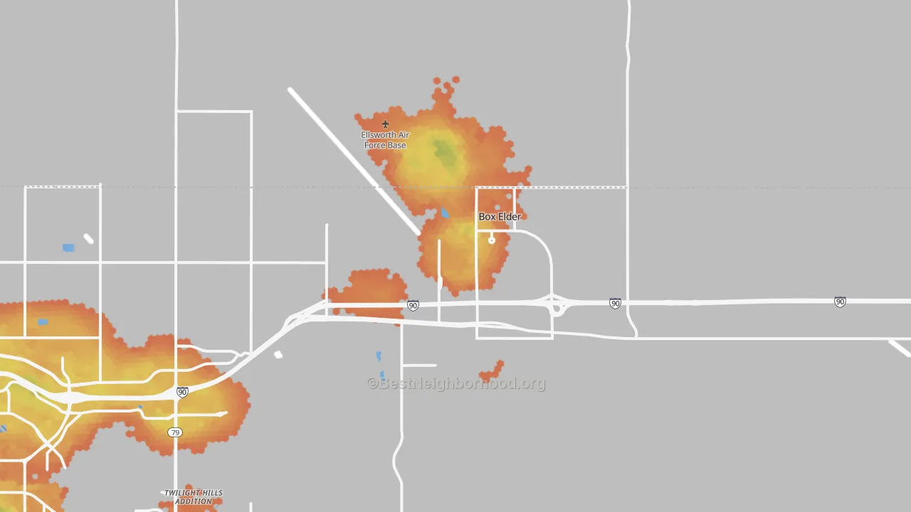 Bike Grade map of Box Elder, SD