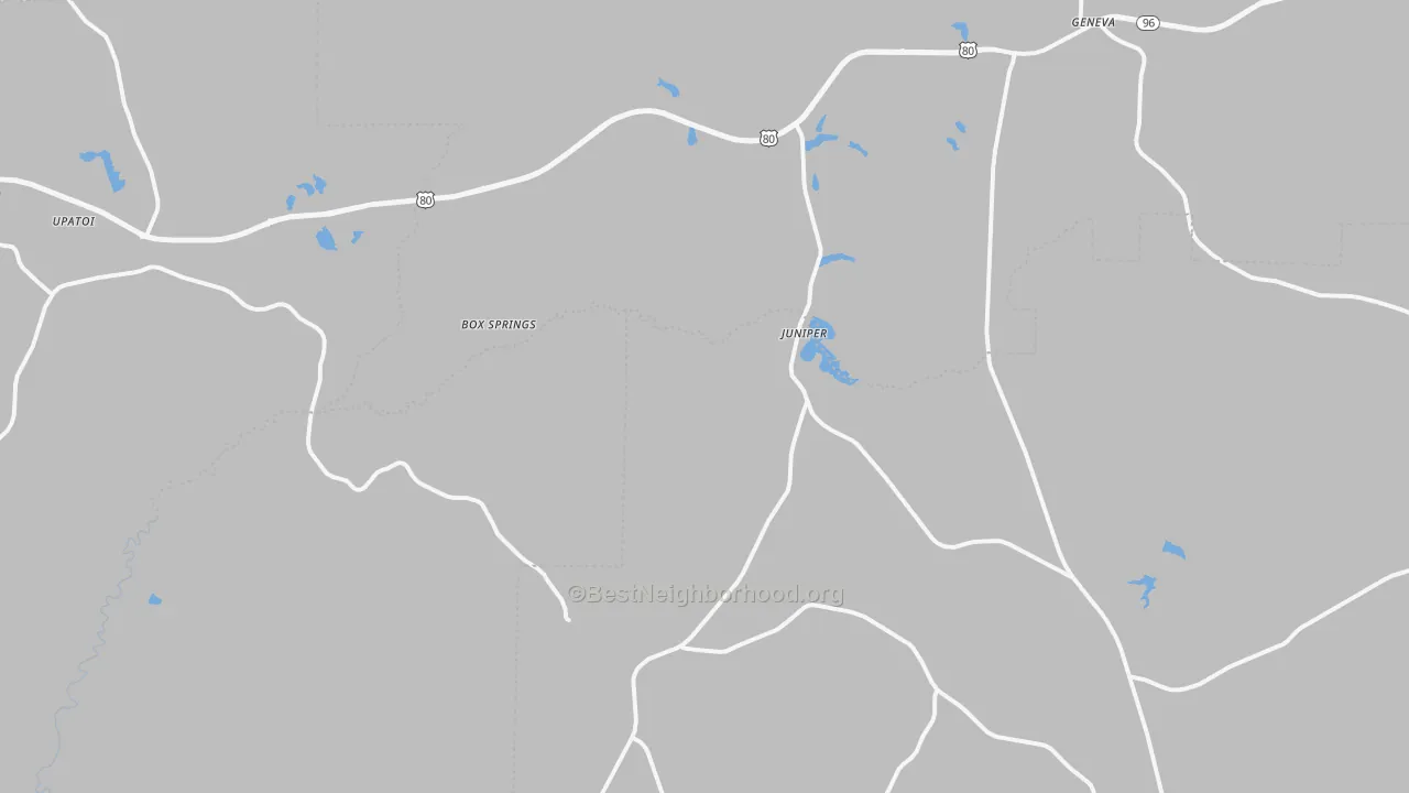 Bike Grade map of Box Springs, GA