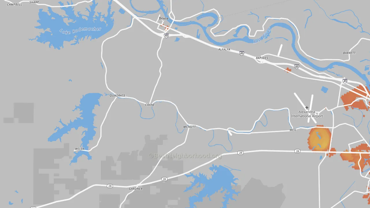 Bike Grade map of Boyce, LA