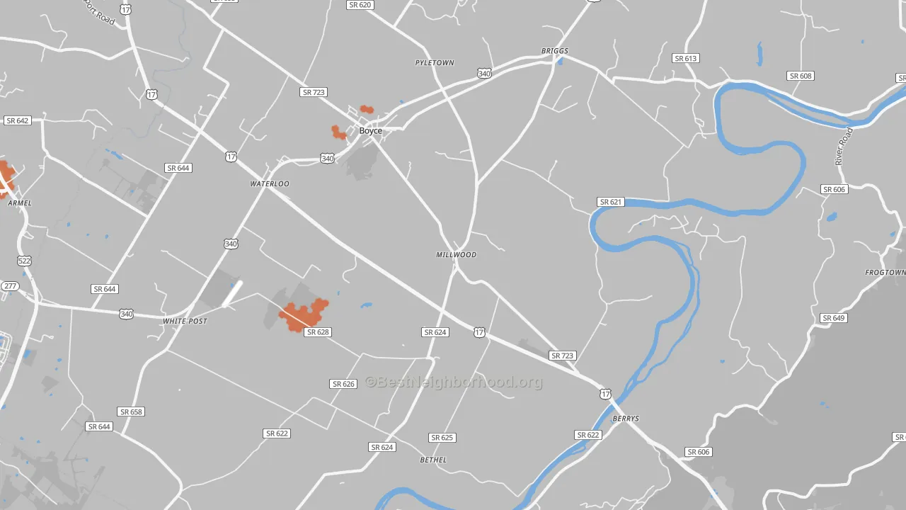 Bike Grade map of Boyce, VA