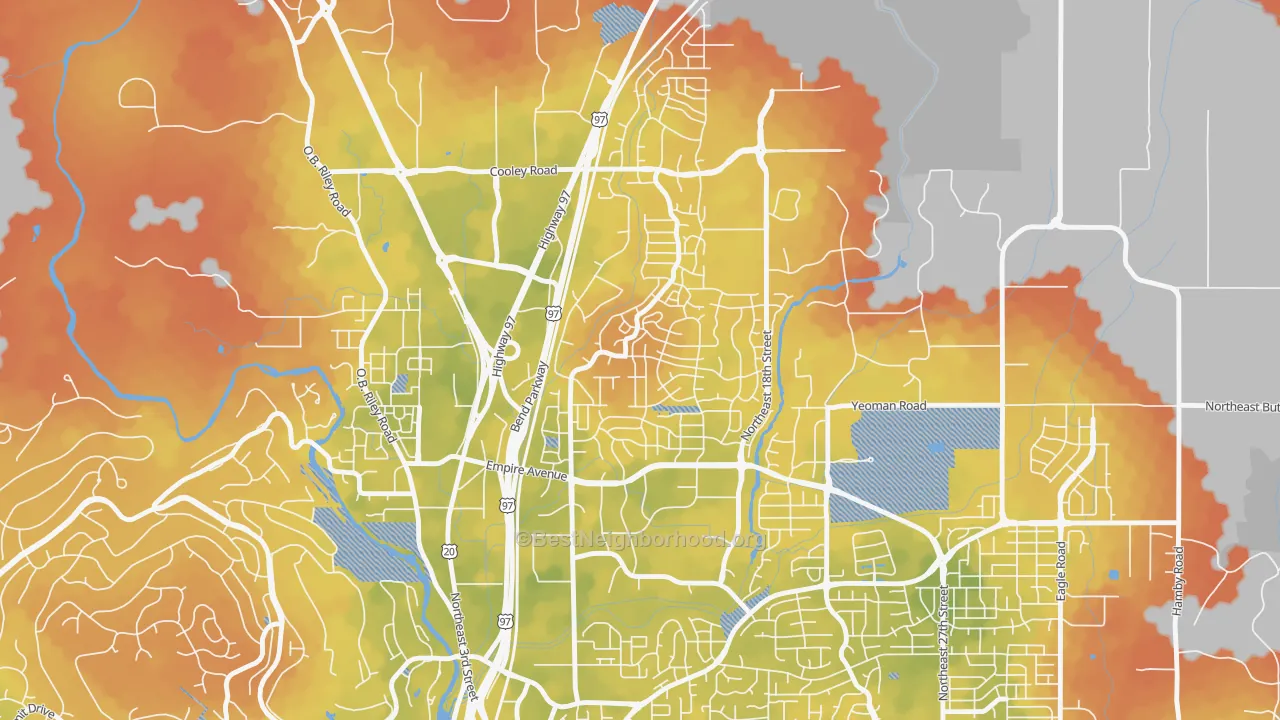 Bike Grade map of Boyd Acres, Bend, OR