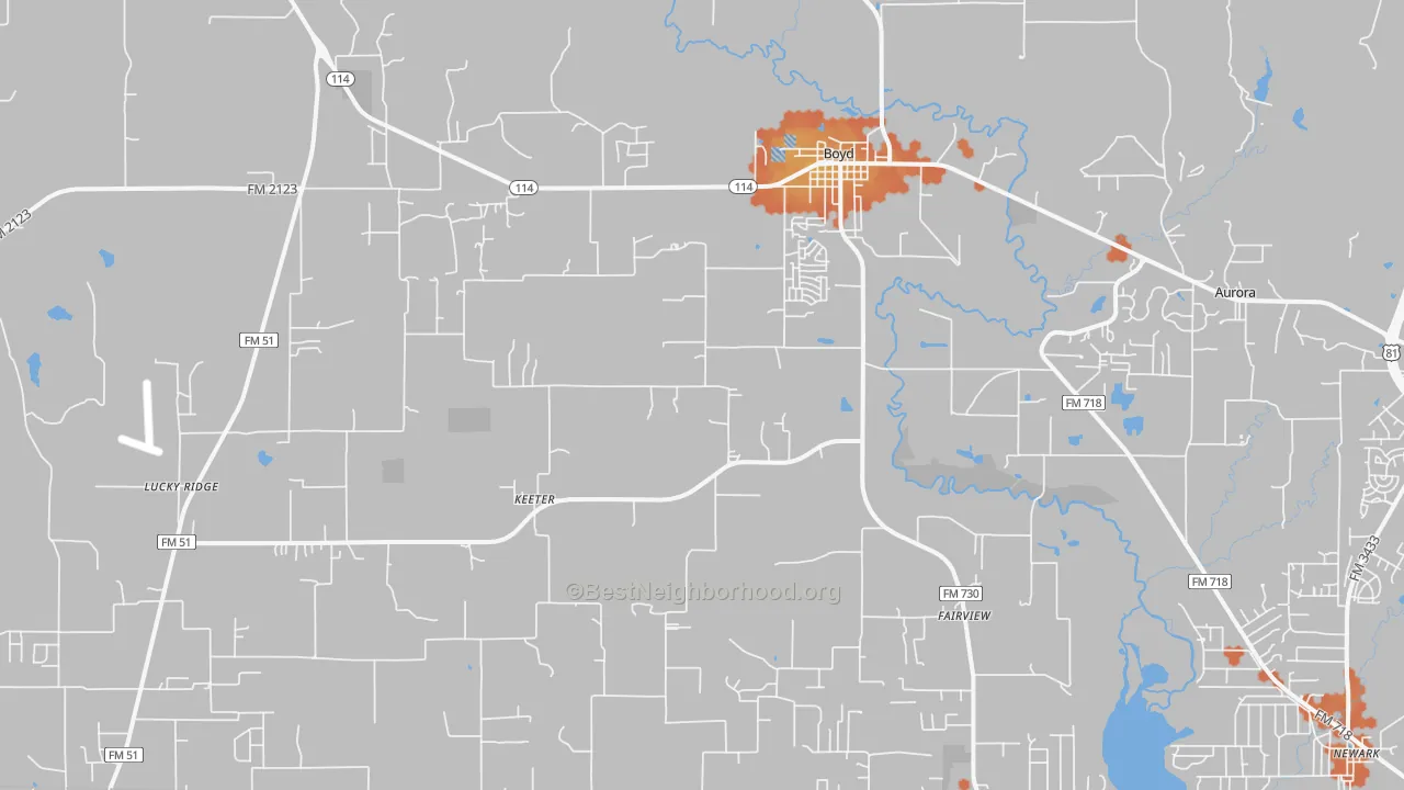Bike Grade map of Boyd, TX