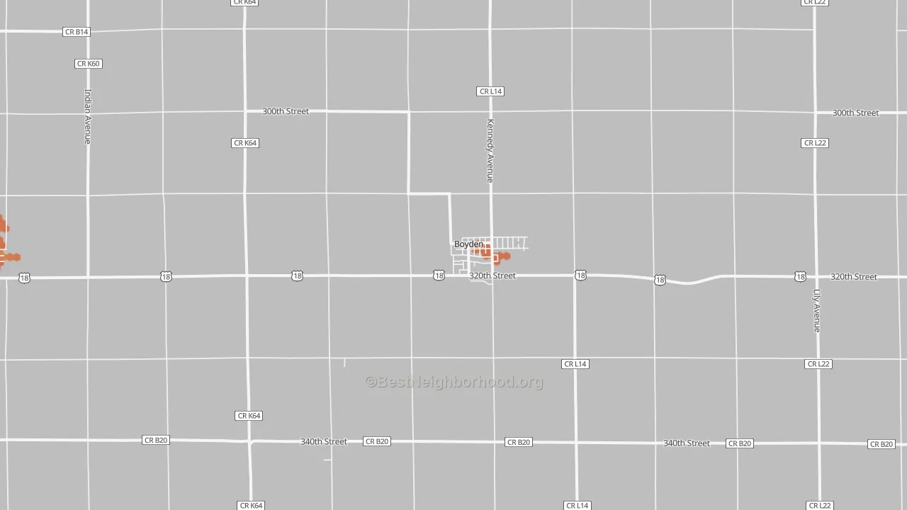 Bike Grade map of Boyden, IA