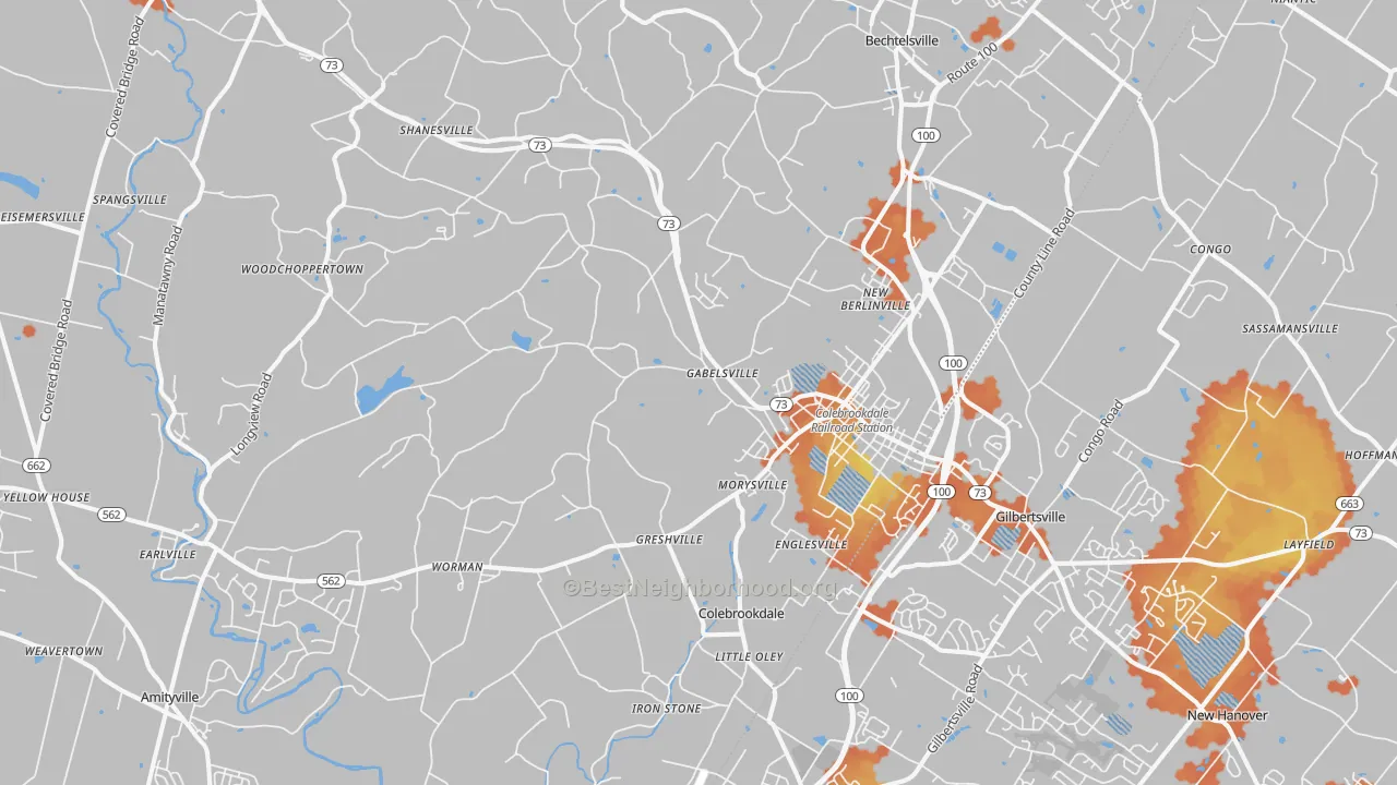 Bike Grade map of Boyertown, PA