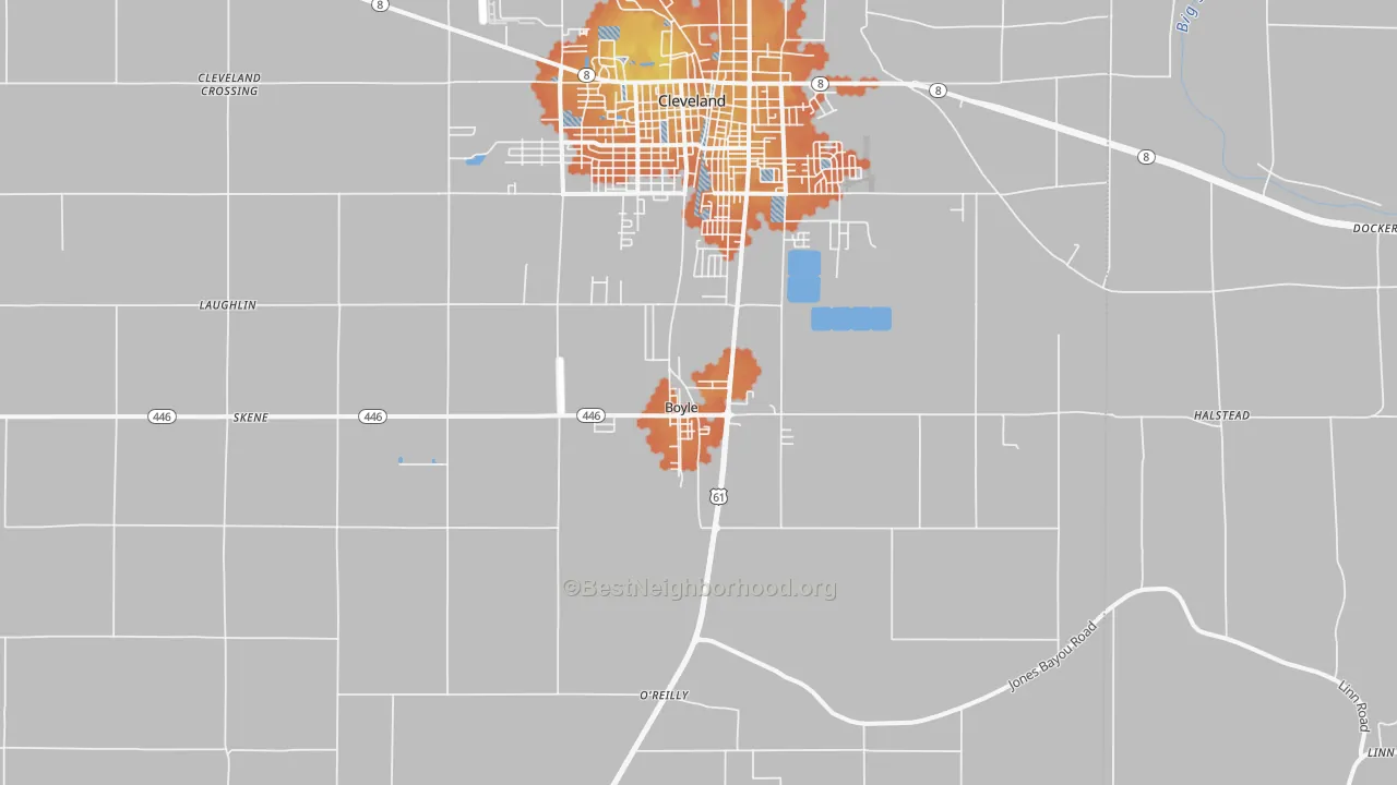Bike Grade map of Boyle, MS