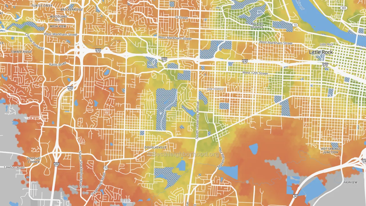 Bike Grade map of Boyle Park, Little Rock, AR