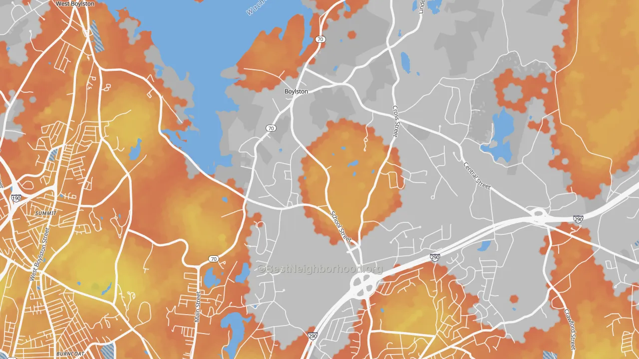 Bike Grade map of Boylston, MA
