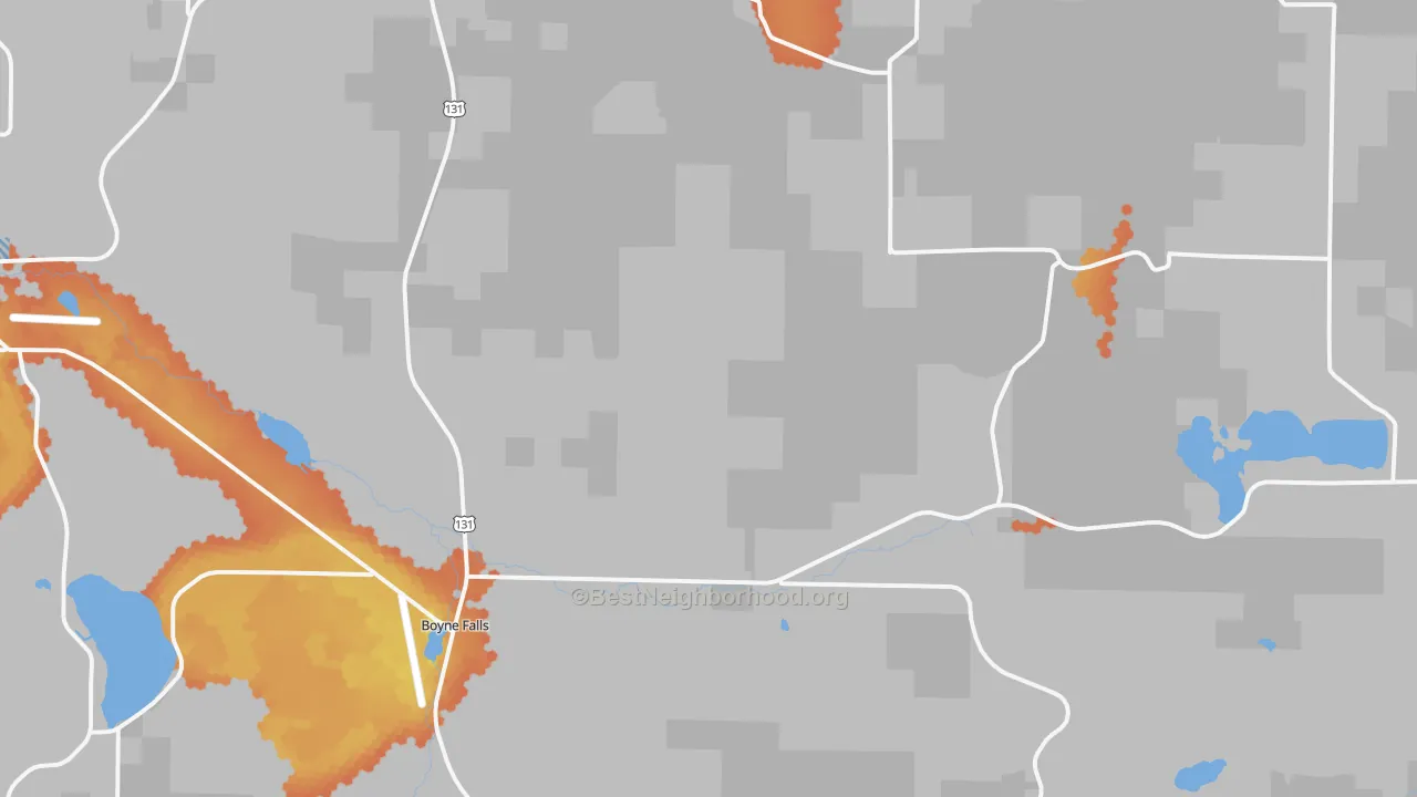 Bike Grade map of Boyne Falls, MI