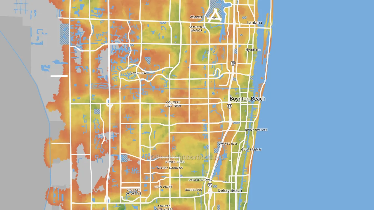 Bike Grade map of Boynton Beach, FL