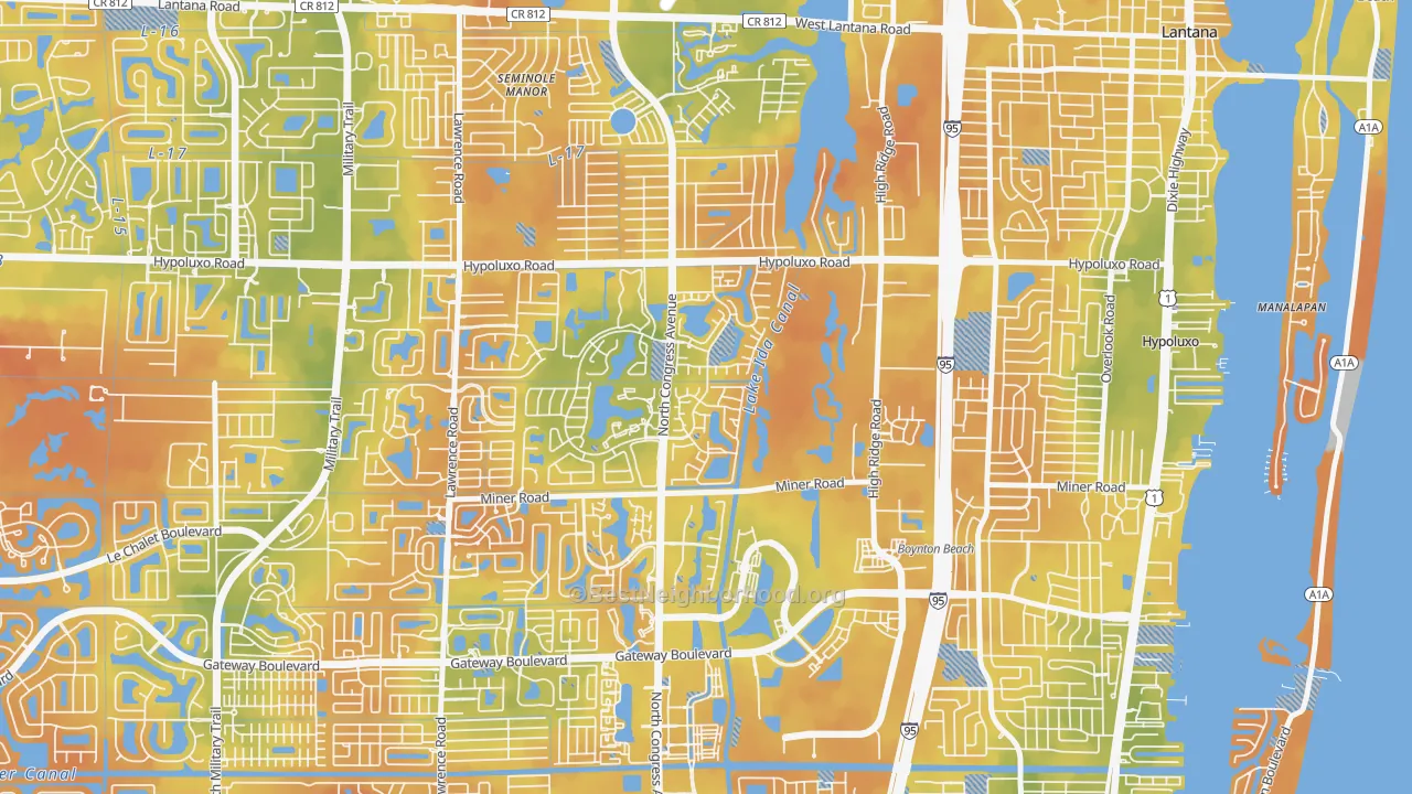 Bike Grade map of Boynton Lakes Plaza, Boynton Beach, FL