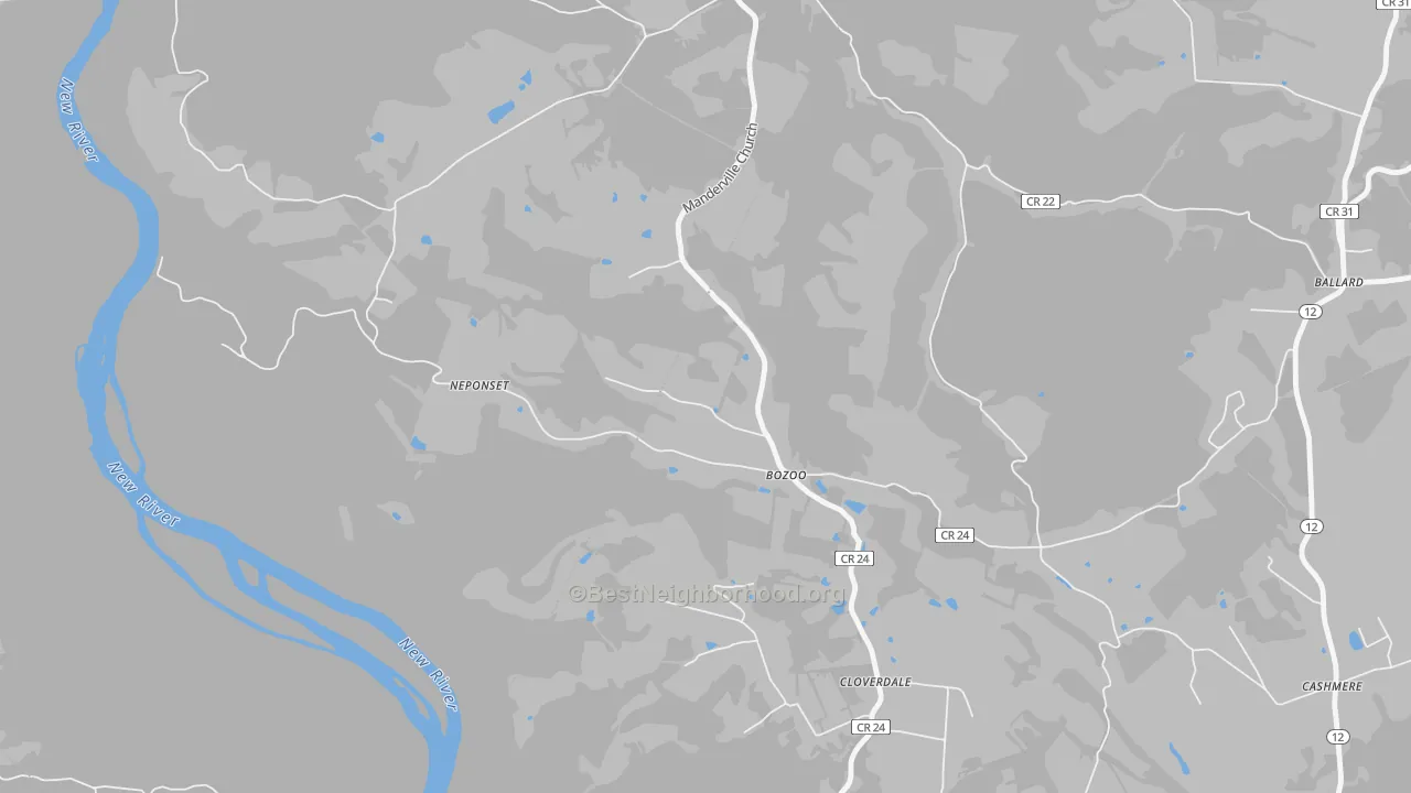 Bike Grade map of Bozoo, WV