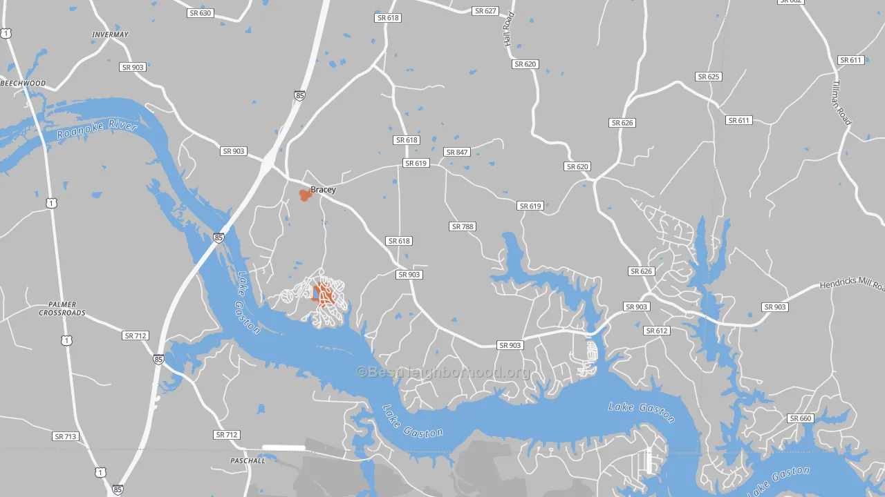 Bike Grade map of Bracey, VA