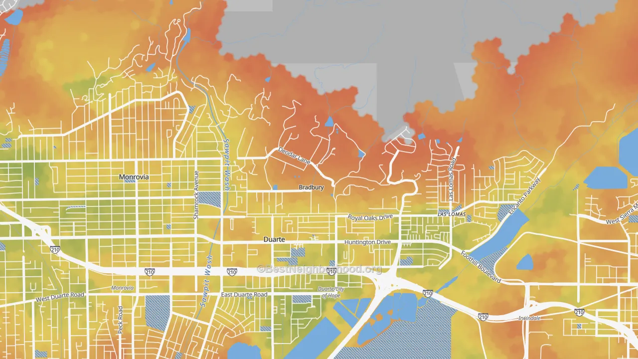 Bike Grade map of Bradbury, CA