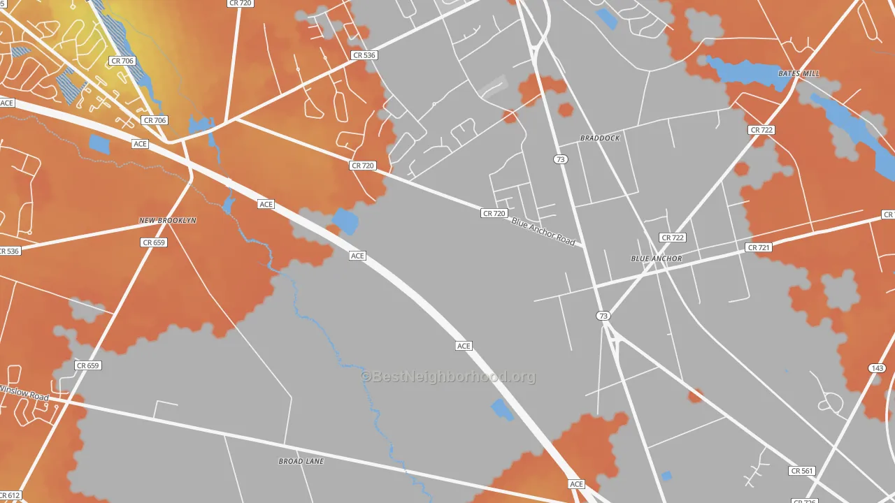 Bike Grade map of Braddock, NJ