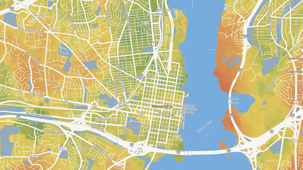 Bike Grade map of Braddock Road Metro, Alexandria, VA