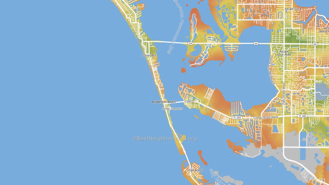 Bike Grade map of Bradenton Beach, FL