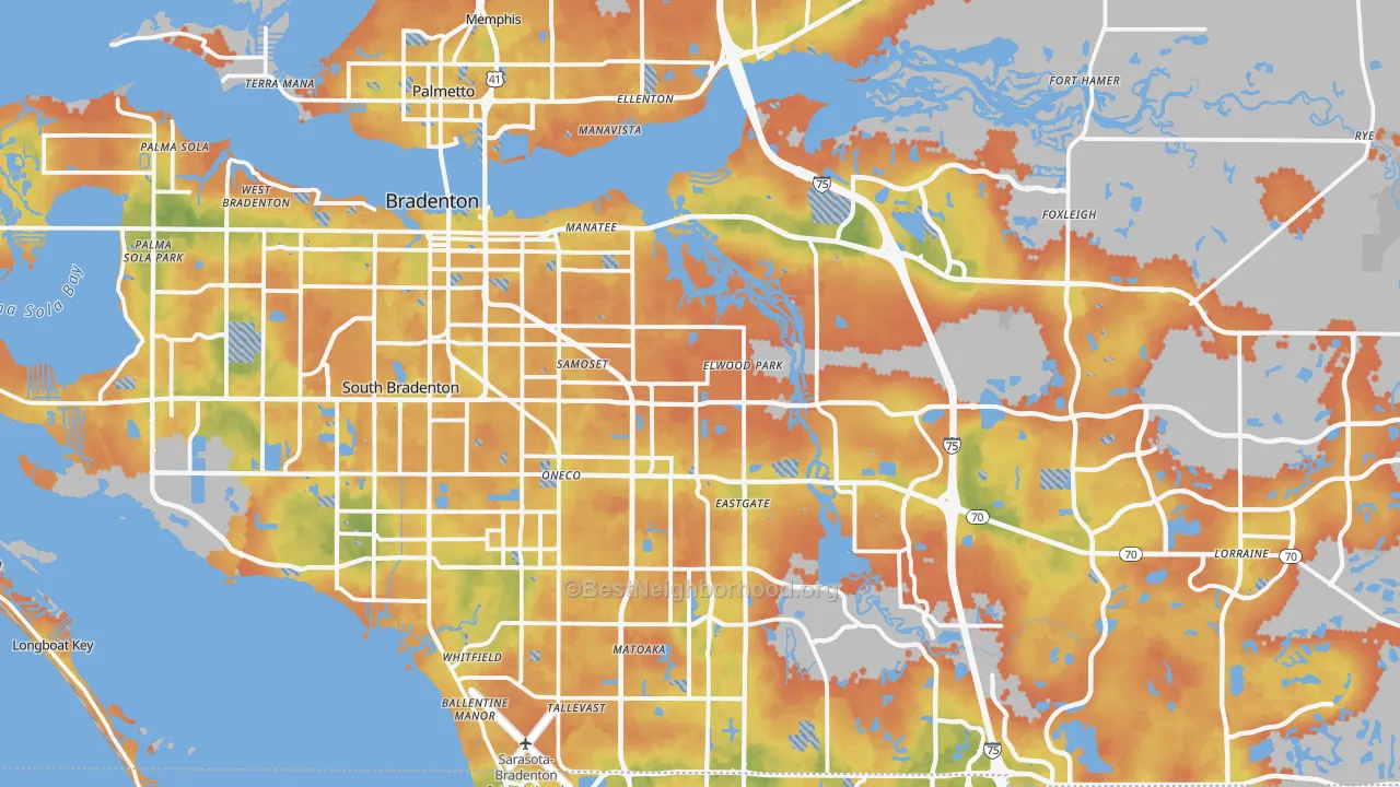 Bike Grade map of Bradenton, FL