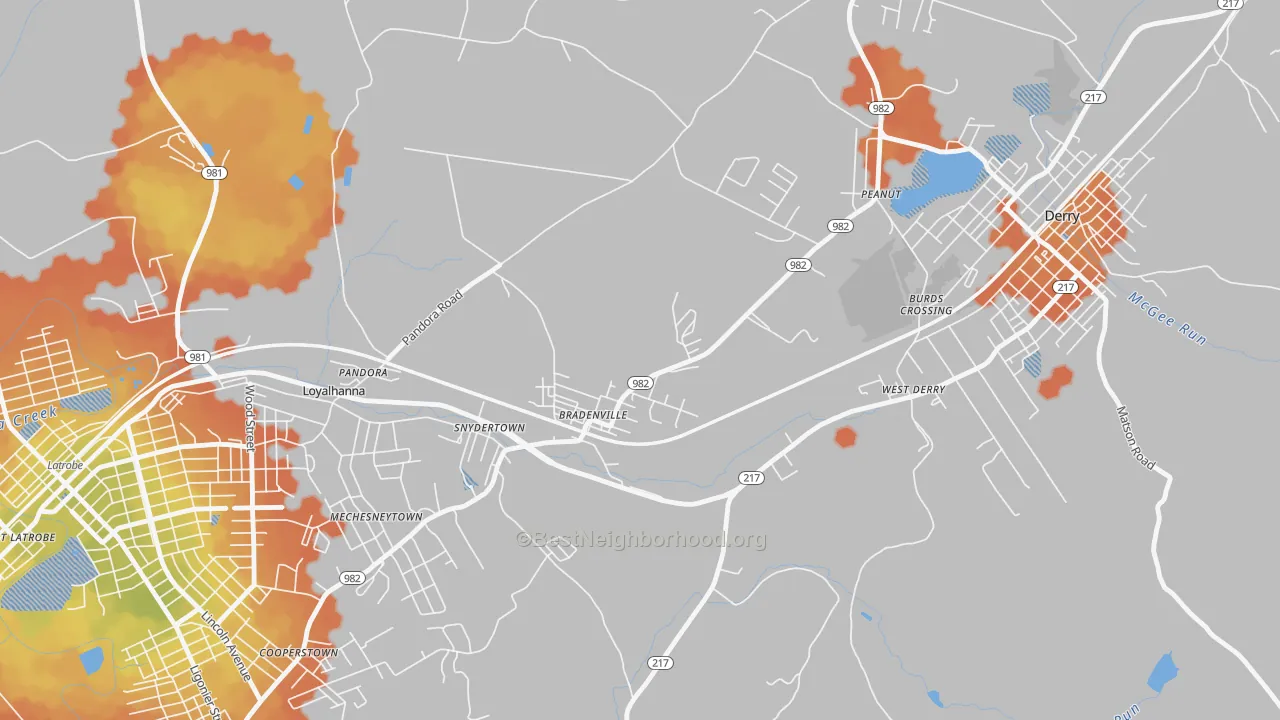 Bike Grade map of Bradenville, PA