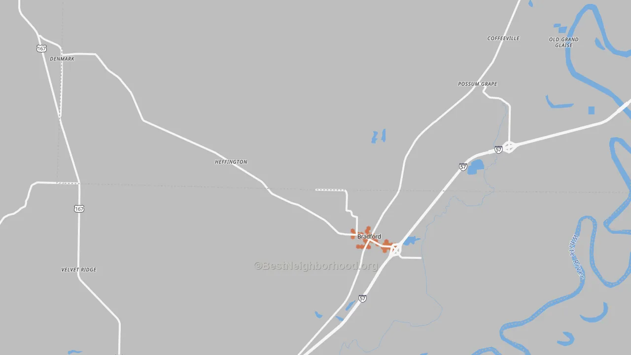 Bike Grade map of Bradford, AR